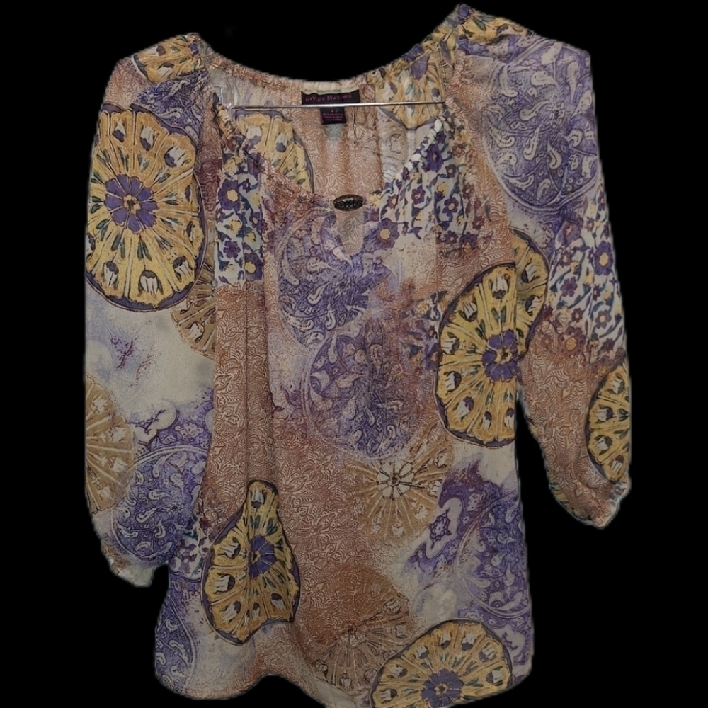 Hayley Matthews Sheer Peasant Top Small